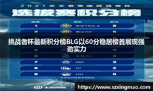 挑战者杯最新积分榜BLG以60分稳居榜首展现强劲实力